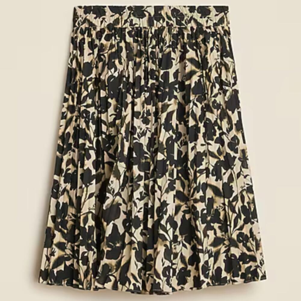 J. Crew Smocked-waist Pleated Skirt in Black Floral